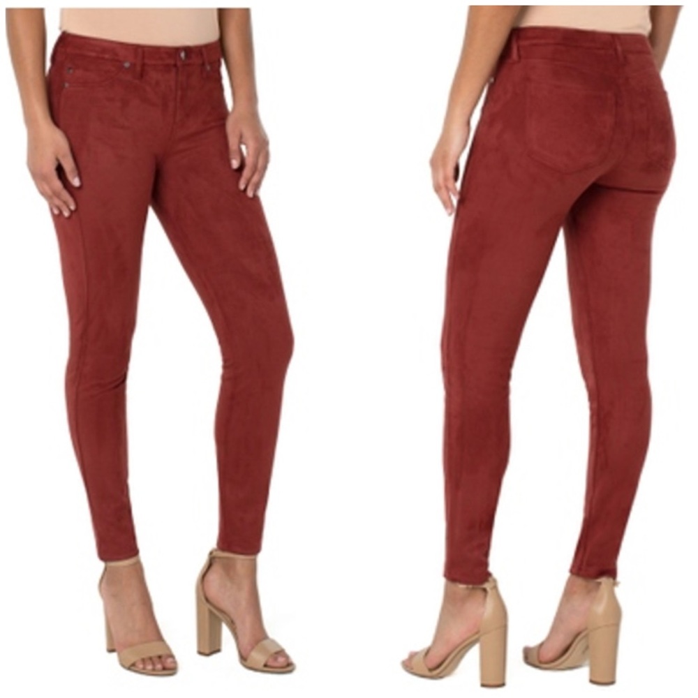 Stitch Fix Liverpool Madonna Skinny Suede Legging Burgundy Deep Henna Size 10/30